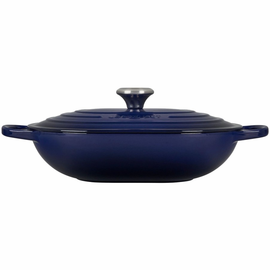 Saute Pans & Casserole Pans * | Le Creuset 3.75 Qt. Oval Signature Casserole With Stainless Steel Knob | Indigo Blue