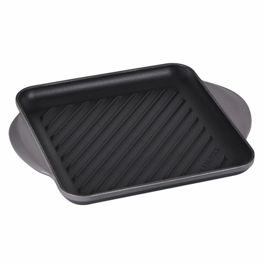 Skillets & Fry Pans * | Le Creuset 9.5 Square Signature Enameled Cast Iron Grill Pan | Oyster Grey