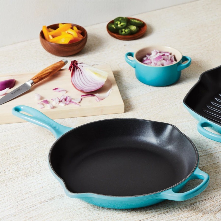 Skillets & Fry Pans * | Le Creuset 10.25 Signature Enameled Cast Iron Skillet | Caribbean Blue