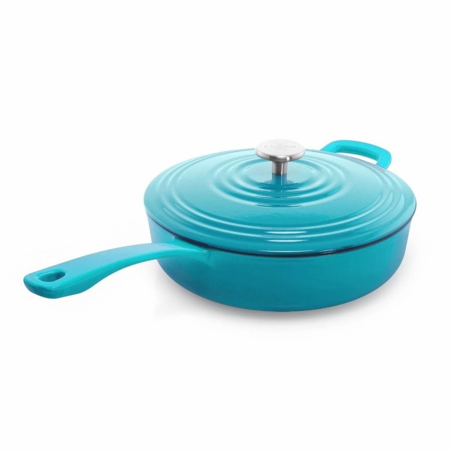 Skillets & Fry Pans * | Chantal 4 Qt. Round Cast Iron Saute Skillet | Sea Blue