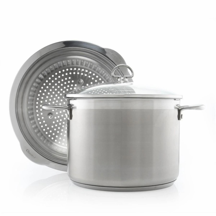 Stock Pots * | Chantal Induction 21 Stock Pot With Pasta/Steamer Insert + Glass Lid | 8 Qt.