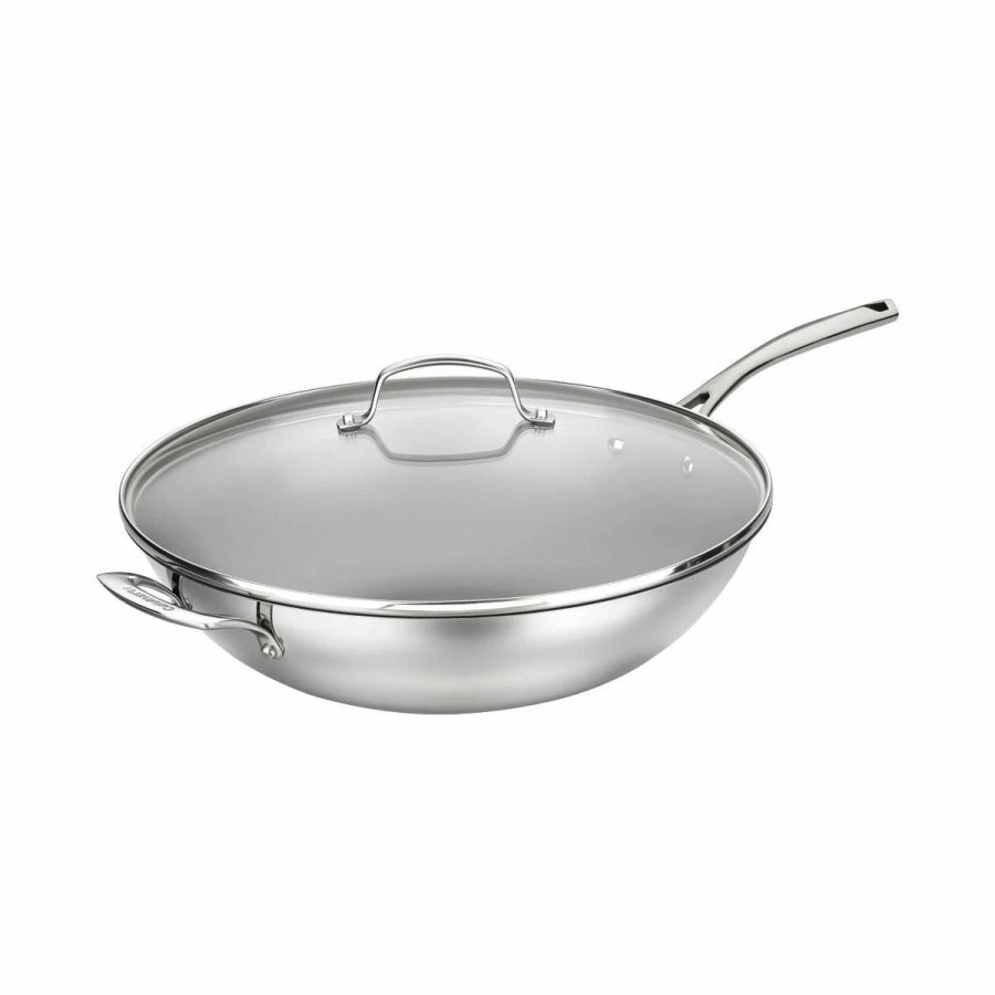 Skillets & Fry Pans * | Cuisinart Forever Stainless Nonstick Stir Fry Pan With Helper Handle & Cover | 14