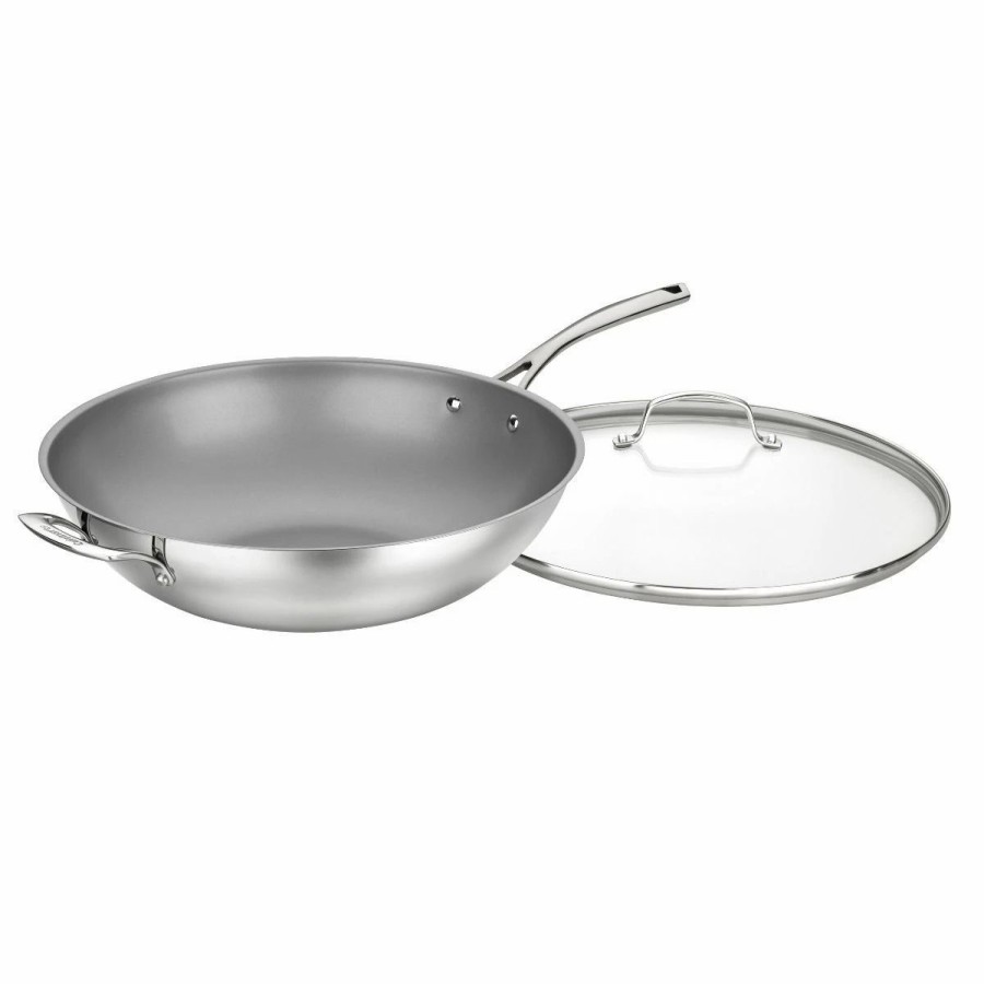 Skillets & Fry Pans * | Cuisinart Forever Stainless Nonstick Stir Fry Pan With Helper Handle & Cover | 14