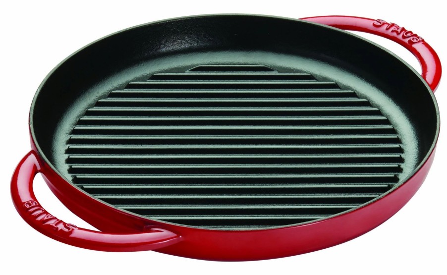 Skillets & Fry Pans * | Staub 10 Cast Iron Pure Grill Pan | Cherry Red