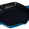 Skillets & Fry Pans * | Le Creuset 10.25 Square Signature Cast Iron Grill Skillet | Marseille Blue