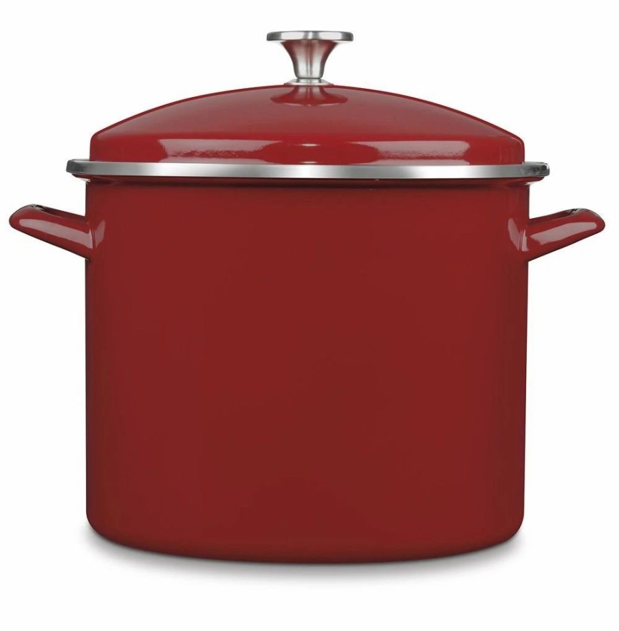 Stock Pots * | Cuisinart Chef'S Classic 12-Quart Enamel On Steel Stockpot With Cover | Red