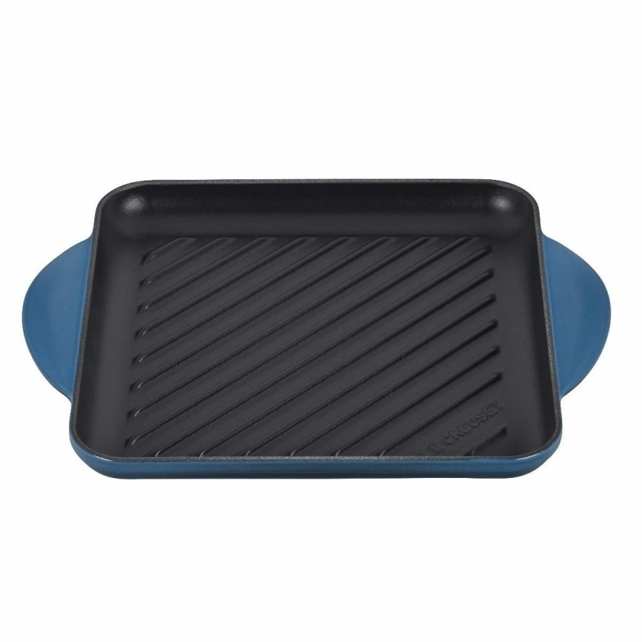 Skillets & Fry Pans * | Le Creuset 9.5 Square Signature Enameled Cast Iron Grill Pan | Deep Teal