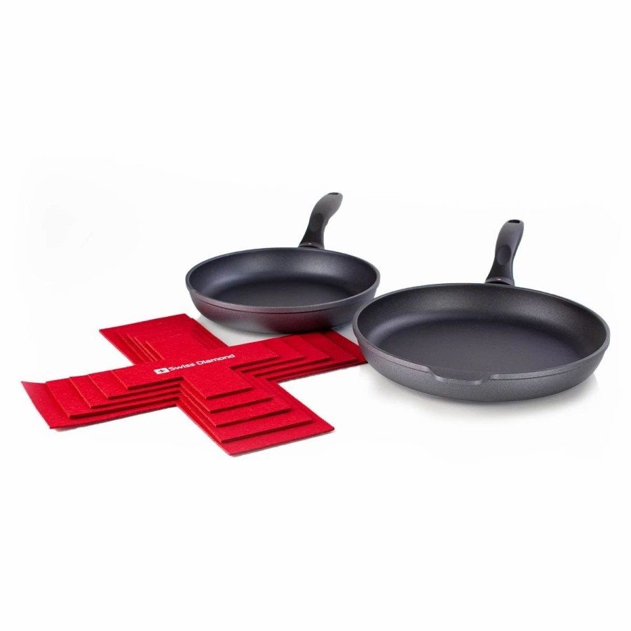 Skillets & Fry Pans * | Swiss Diamond | Hd 2-Piece Fry Pan Set + Pan Protectors