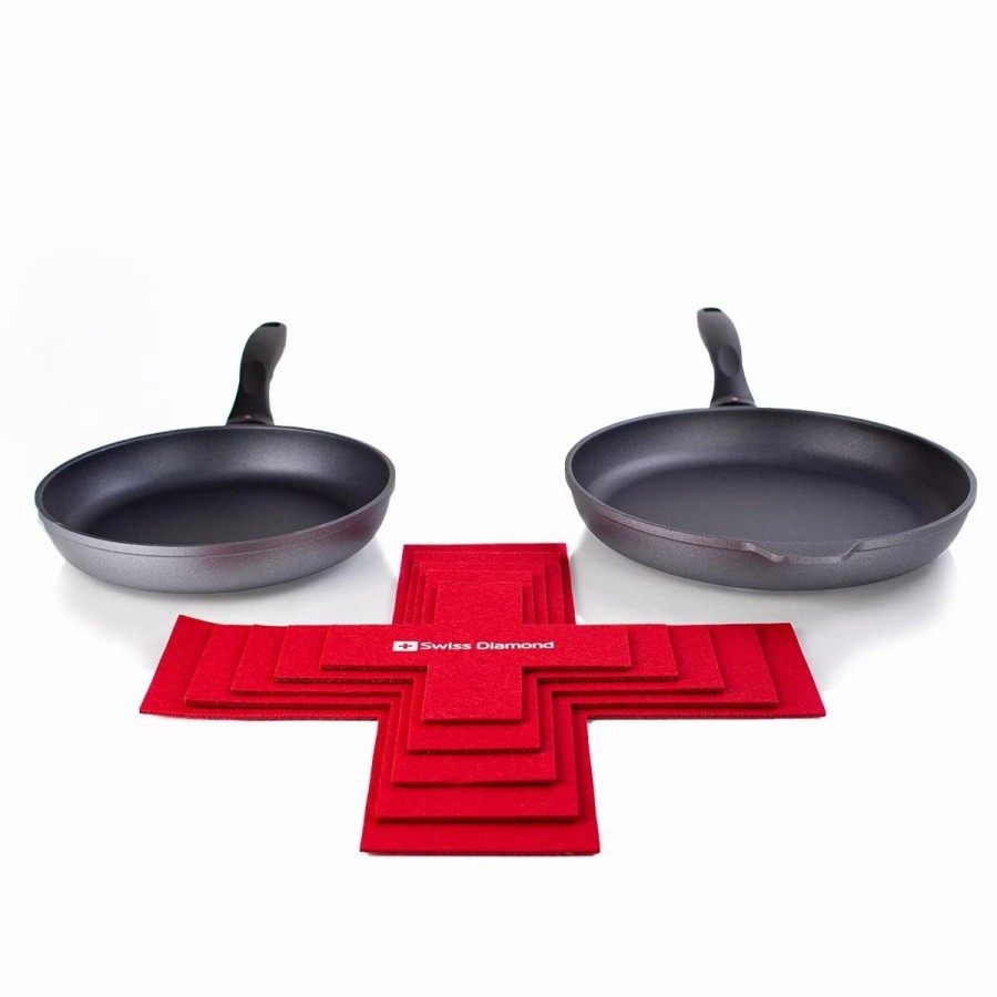 Skillets & Fry Pans * | Swiss Diamond | Hd 2-Piece Fry Pan Set + Pan Protectors