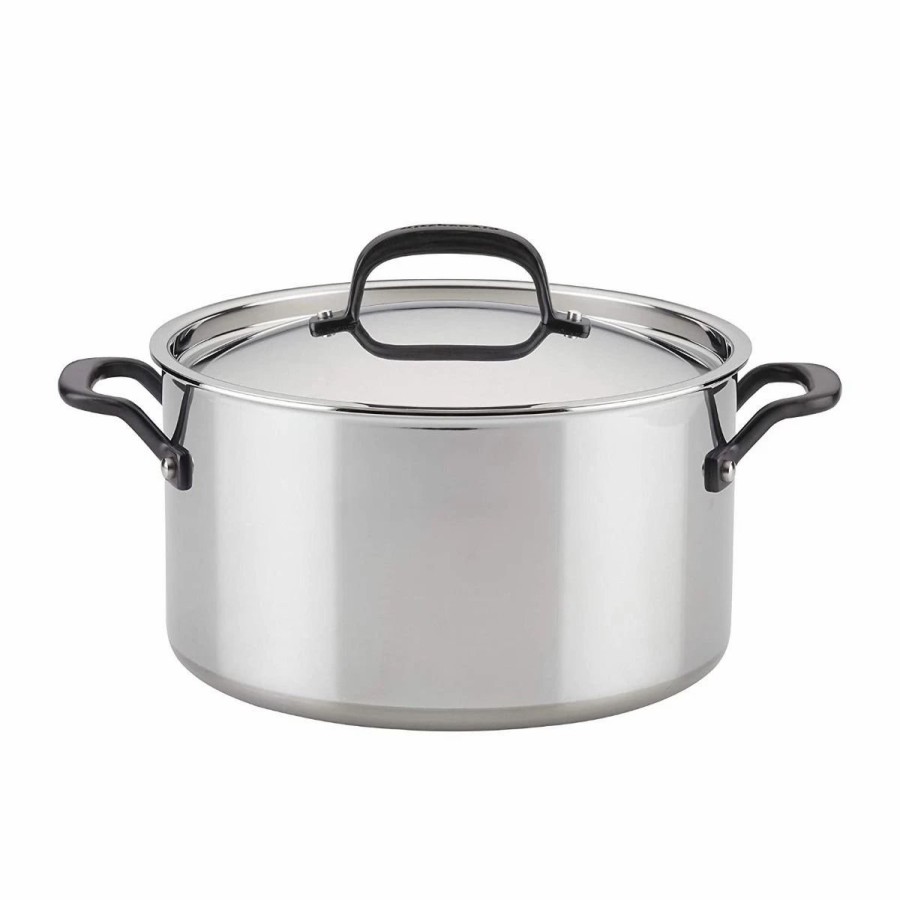 Stock Pots * | Kitchenaid Non-Electrics Kitchenaid 8 Qt. Stainless Steel 5-Ply Stockpot With Lid