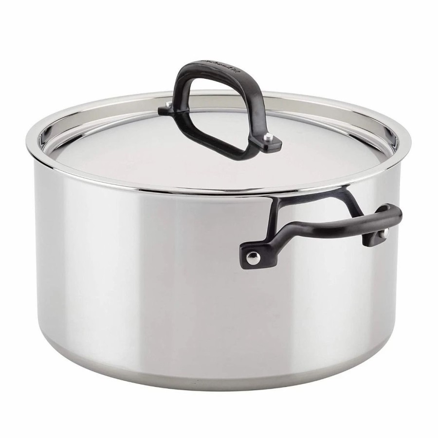 Stock Pots * | Kitchenaid Non-Electrics Kitchenaid 8 Qt. Stainless Steel 5-Ply Stockpot With Lid