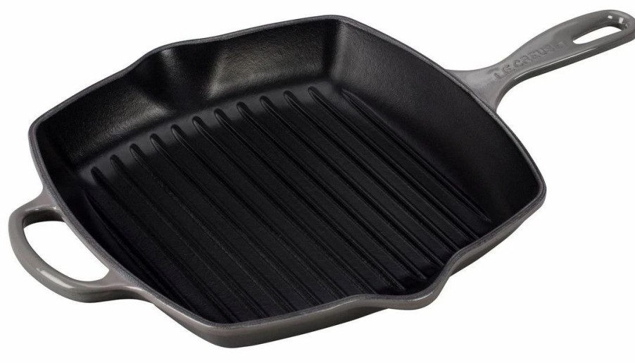 Skillets & Fry Pans * | Le Creuset 10.25 Square Signature Cast Iron Grill Skillet | Oyster Grey