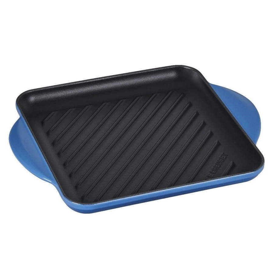 Skillets & Fry Pans * | Le Creuset 9.5 Square Signature Enameled Cast Iron Grill Pan | Marseille Blue