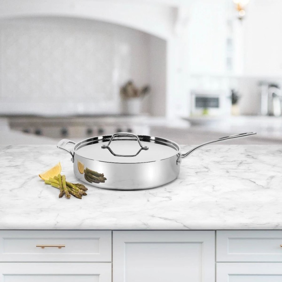 Saute Pans & Casserole Pans * | Cuisinart Custom-Clad 5-Ply Stainless Steel Saute Pan With Helper Handle & Lid | 5.5 Qt.