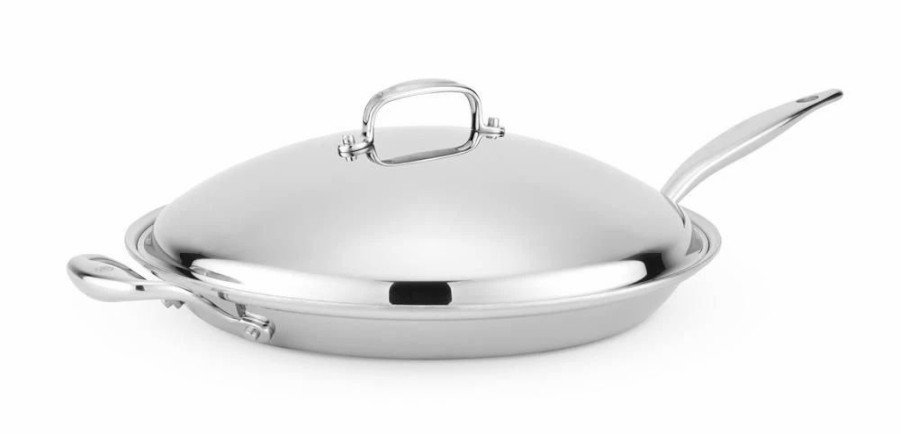 Skillets & Fry Pans * | Heritage Steel Cookware Stainless Steel French Skillet With Lid | 13.5