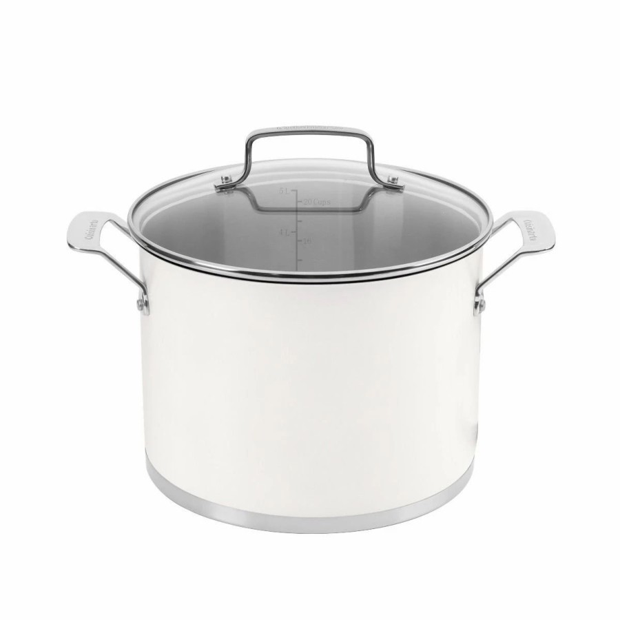 Stock Pots * | Cuisinart Matte White Stainless Steel Stockpot With Cover | 6 Qt.