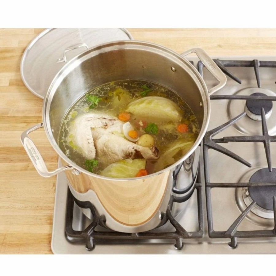 Stock Pots * | All-Clad Stainless Steel Stockpot & Lid | 16 Qt.