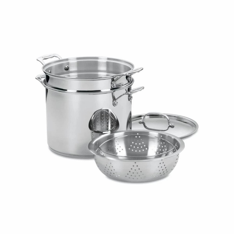 Stock Pots * | Cuisinart Chef'S Classic Stainless Steel 12-Quart Pasta/Steamer 4-Piece Set