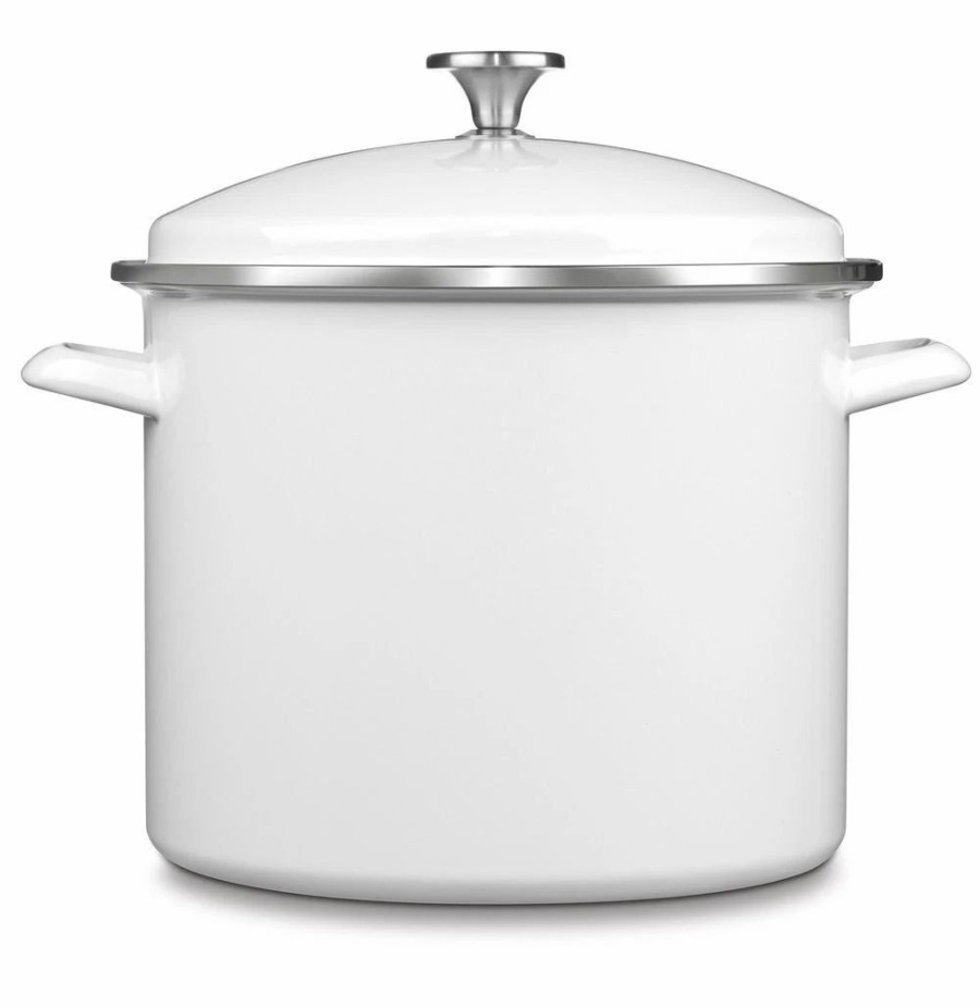 Stock Pots * | Cuisinart Chef'S Classic 12-Quart Enamel On Steel Stockpot With Cover | White