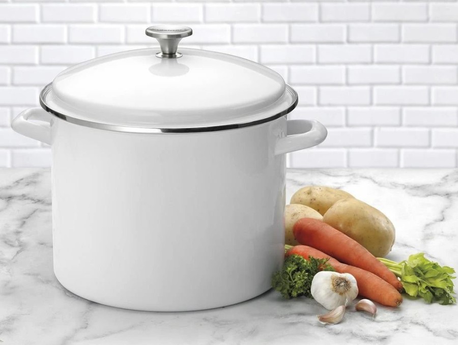 Stock Pots * | Cuisinart Chef'S Classic 12-Quart Enamel On Steel Stockpot With Cover | White