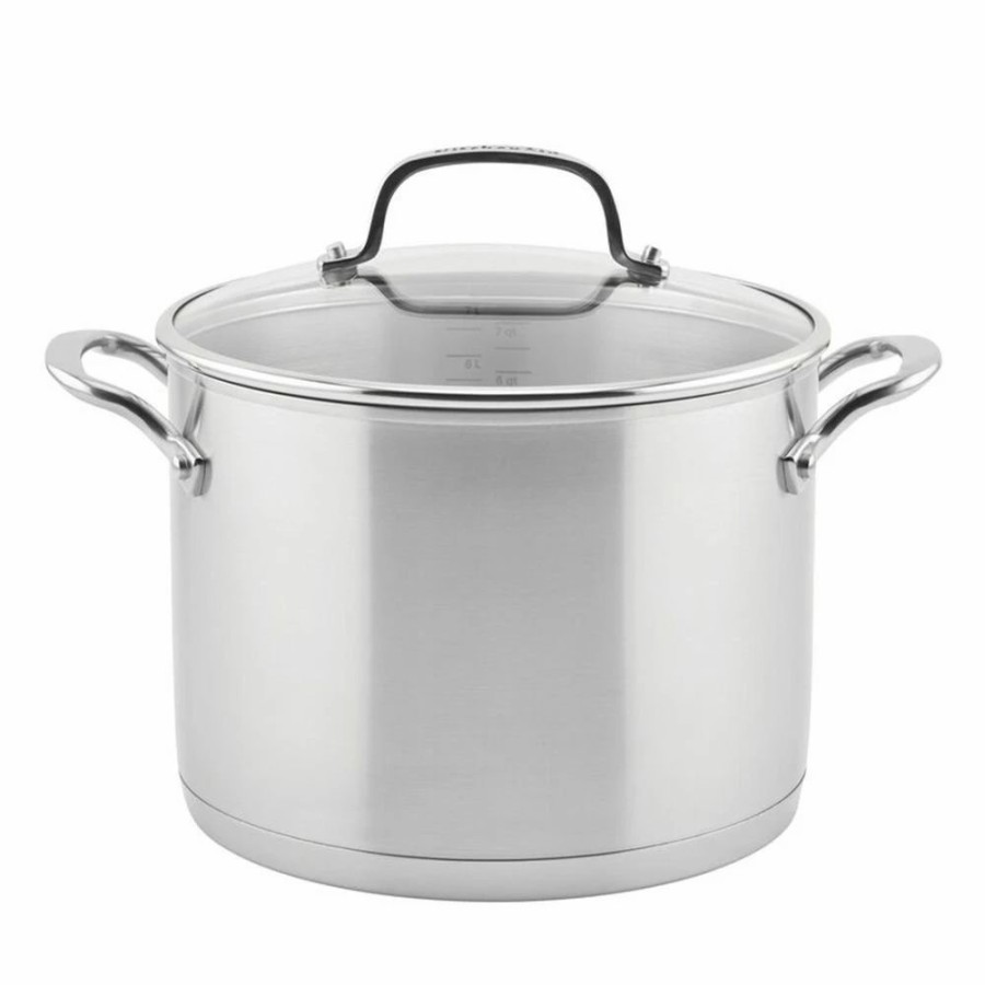 Stock Pots * | Kitchenaid Non-Electrics Kitchenaid Stainless Steel 3-Ply Base Stockpot With Lid | 8 Qt.