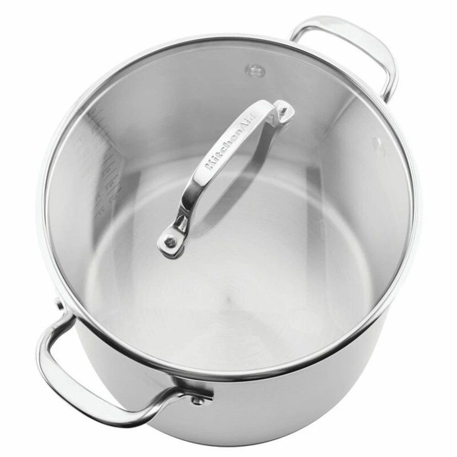 Stock Pots * | Kitchenaid Non-Electrics Kitchenaid Stainless Steel 3-Ply Base Stockpot With Lid | 8 Qt.