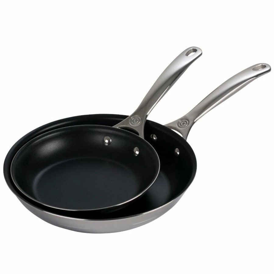 Skillets & Fry Pans * | Le Creuset 2-Piece Nonstick Stainless Steel Fry Pan Set (8 & 10 )