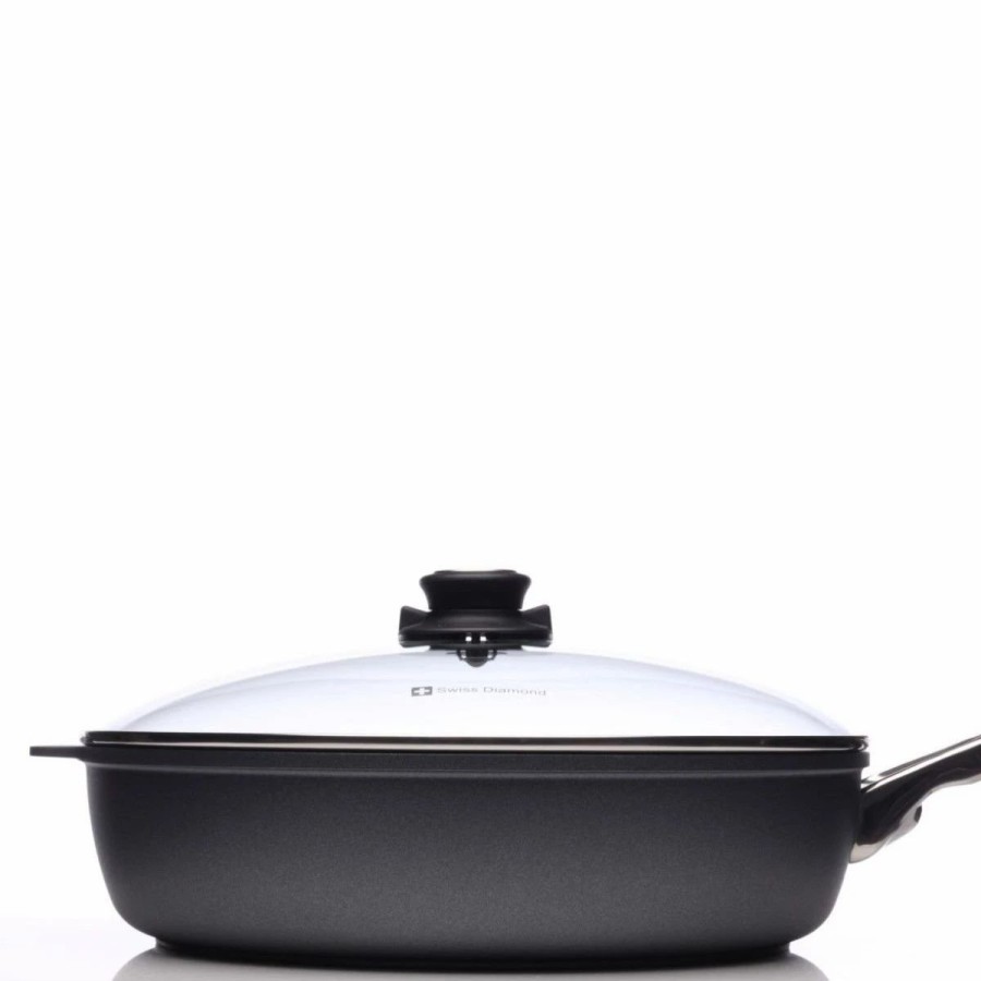 Saute Pans & Casserole Pans * | Swiss Diamond | Hd Saute Pan With Lid & Stainless Steel Handle 12.5 (5.8 Qt.)