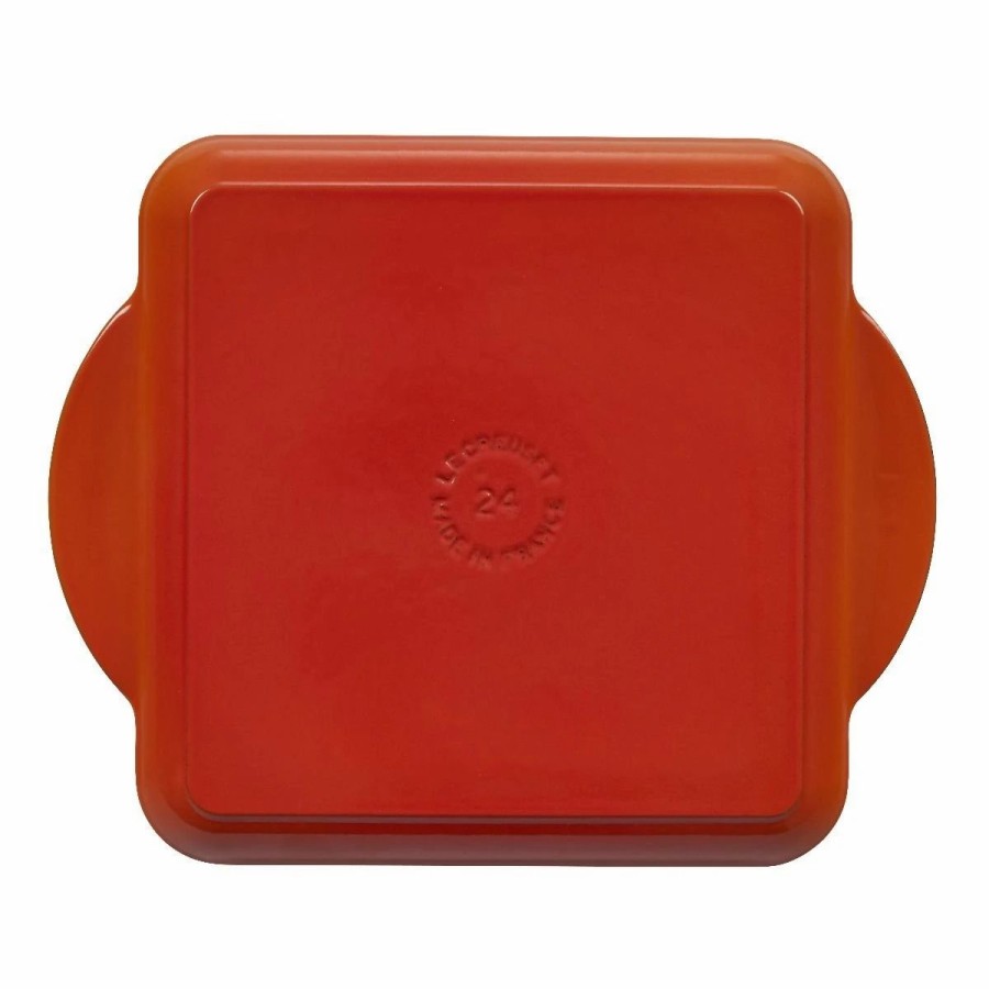 Skillets & Fry Pans * | Le Creuset 9.5 Square Signature Enameled Cast Iron Griddle Pan | Flame Orange