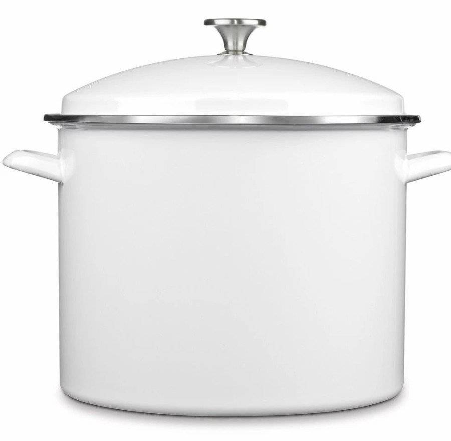 Stock Pots * | Cuisinart Chef'S Classic 16-Quart Enamel On Steel Stockpot With Cover | White