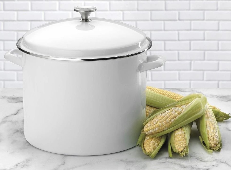 Stock Pots * | Cuisinart Chef'S Classic 16-Quart Enamel On Steel Stockpot With Cover | White