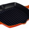 Skillets & Fry Pans * | Le Creuset 10.25 Square Signature Cast Iron Grill Skillet | Flame Orange