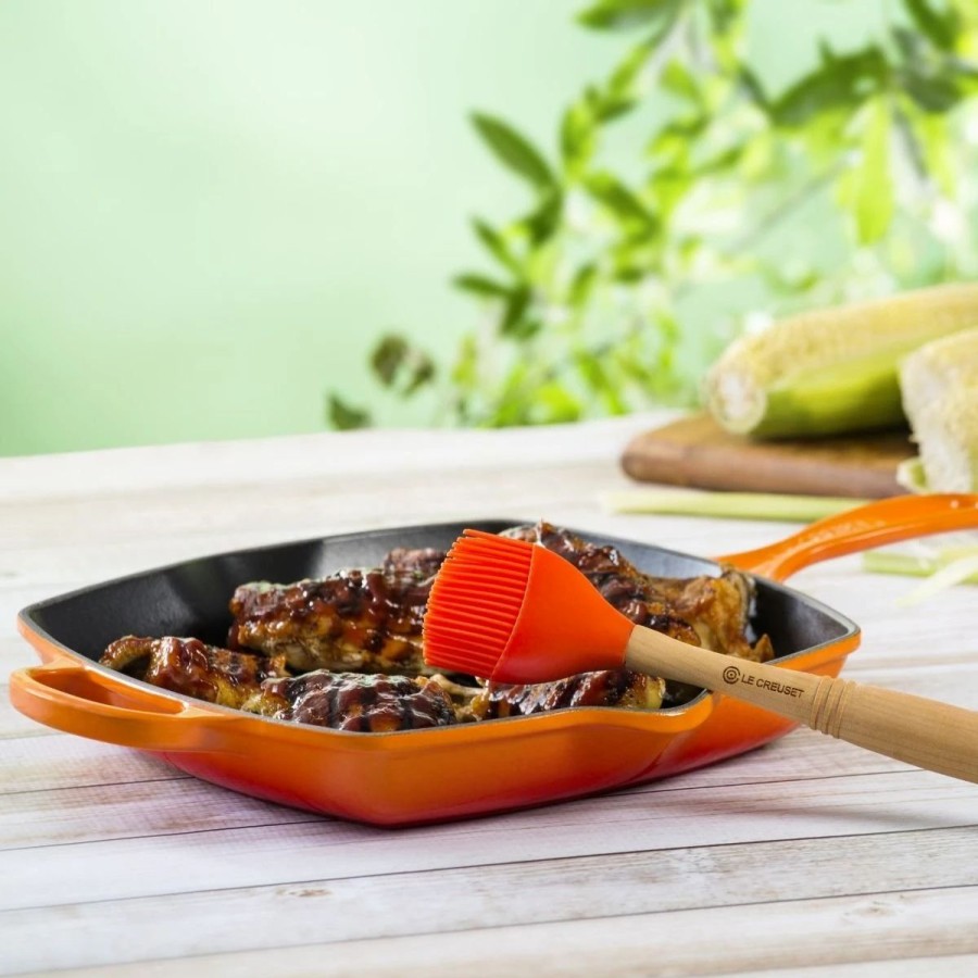 Skillets & Fry Pans * | Le Creuset 10.25 Square Signature Cast Iron Grill Skillet | Flame Orange