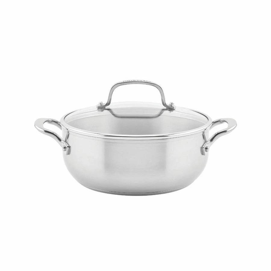 Saute Pans & Casserole Pans * | Kitchenaid Non-Electrics Kitchenaid 4 Qt. Stainless Steel 3-Ply Casserole Dish/Pan With Lid