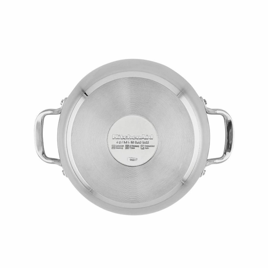 Saute Pans & Casserole Pans * | Kitchenaid Non-Electrics Kitchenaid 4 Qt. Stainless Steel 3-Ply Casserole Dish/Pan With Lid