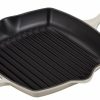 Skillets & Fry Pans * | Le Creuset 10.25 Square Signature Cast Iron Grill Skillet | Meringue White