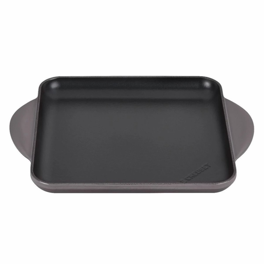 Skillets & Fry Pans * | Le Creuset 9.5 Square Signature Enameled Cast Iron Griddle Pan | Oyster Grey