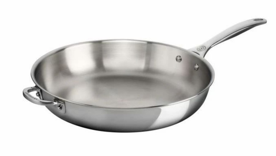 Skillets & Fry Pans * | Le Creuset 12.5 Deep Fry Pan With Helper Handle | Stainless Steel